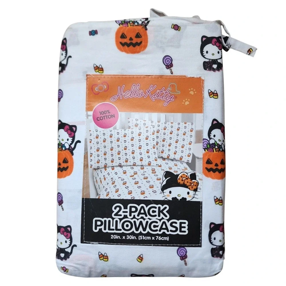 HELLO KITTY Sanrio Halloween‎ 2-Pack Pillowcases Trick or Treat Candy white NEW